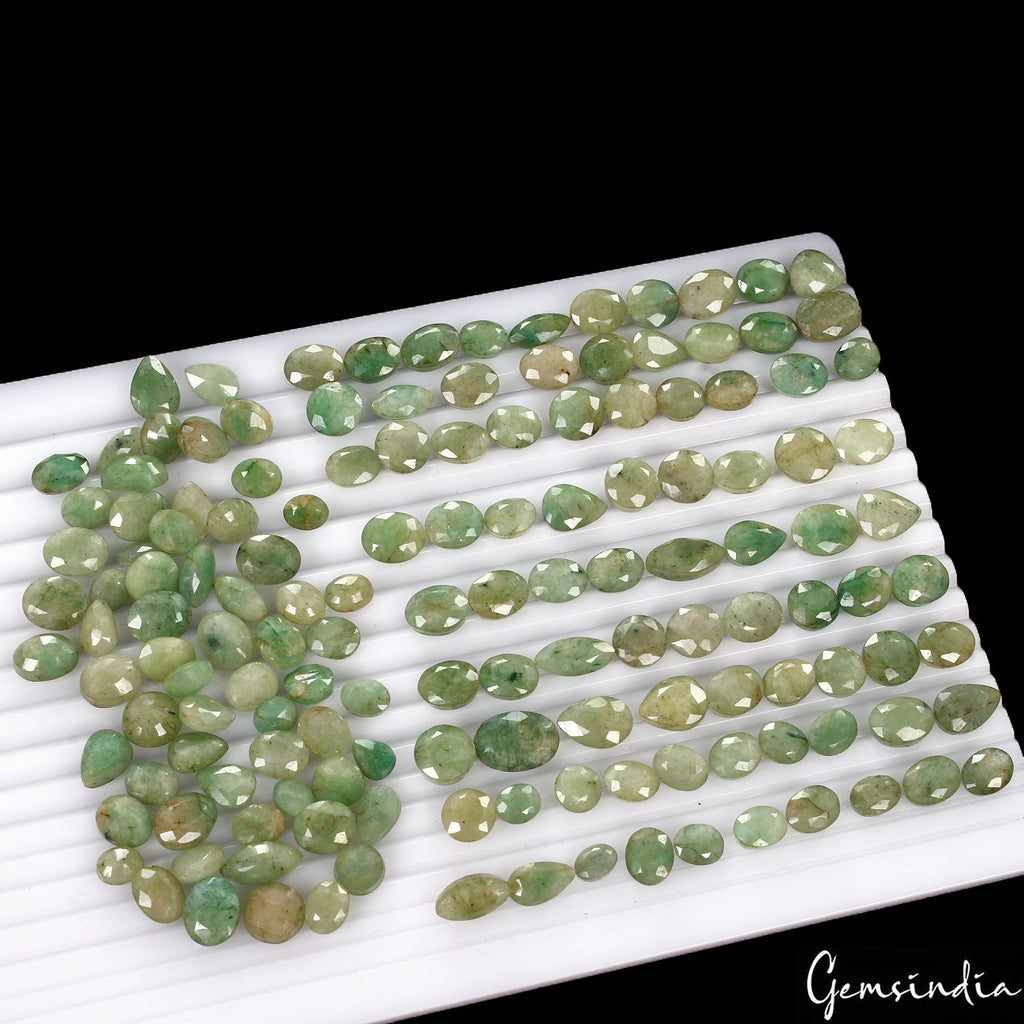 430 Ct/146 Pcs Natural Green Emerald Loose Mix Cut Loose 7-14mm Gems For Jewelry