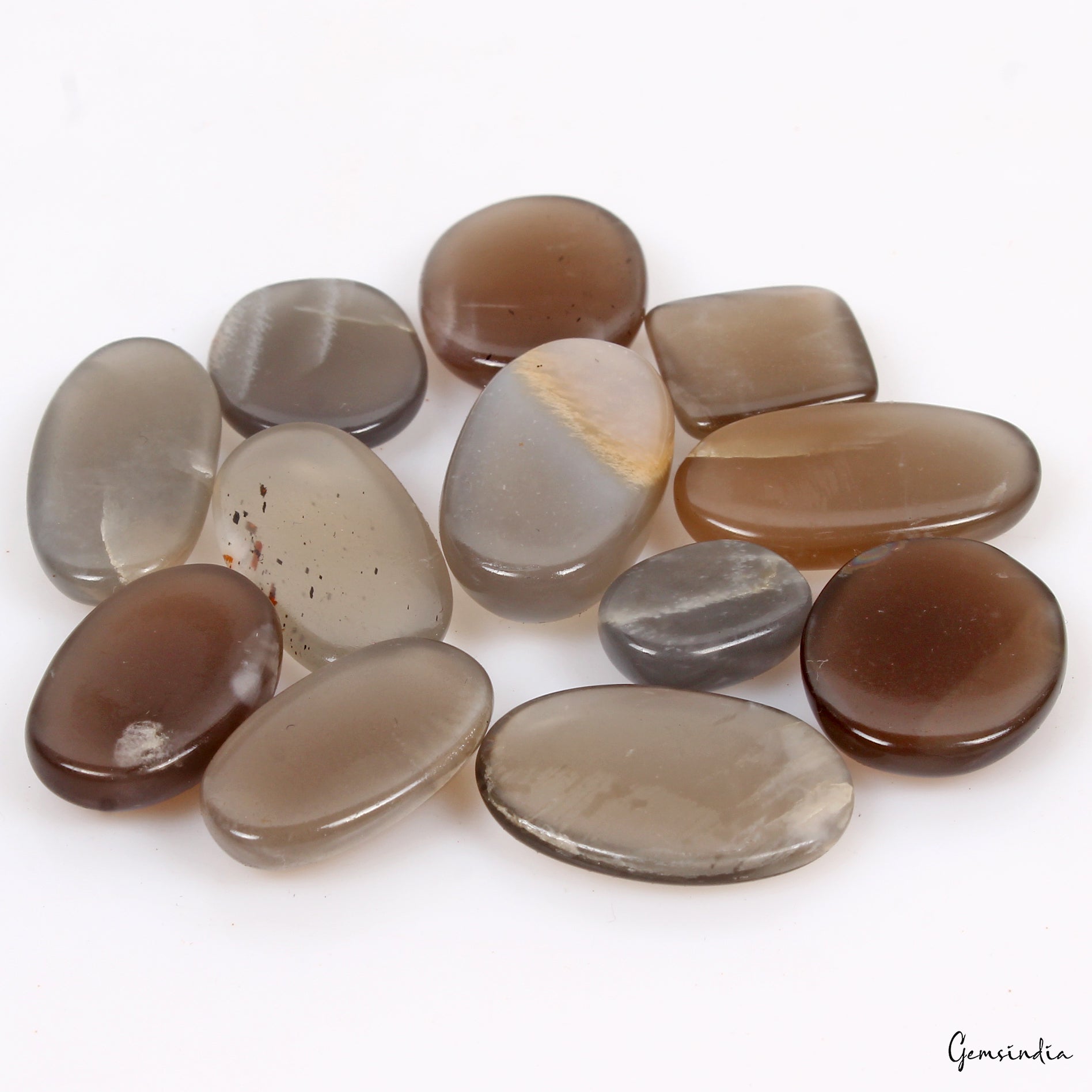 Moonstone Lot, Cabochon, Multi Color — 12 Pieces, 13mm, 152.40 Ct
