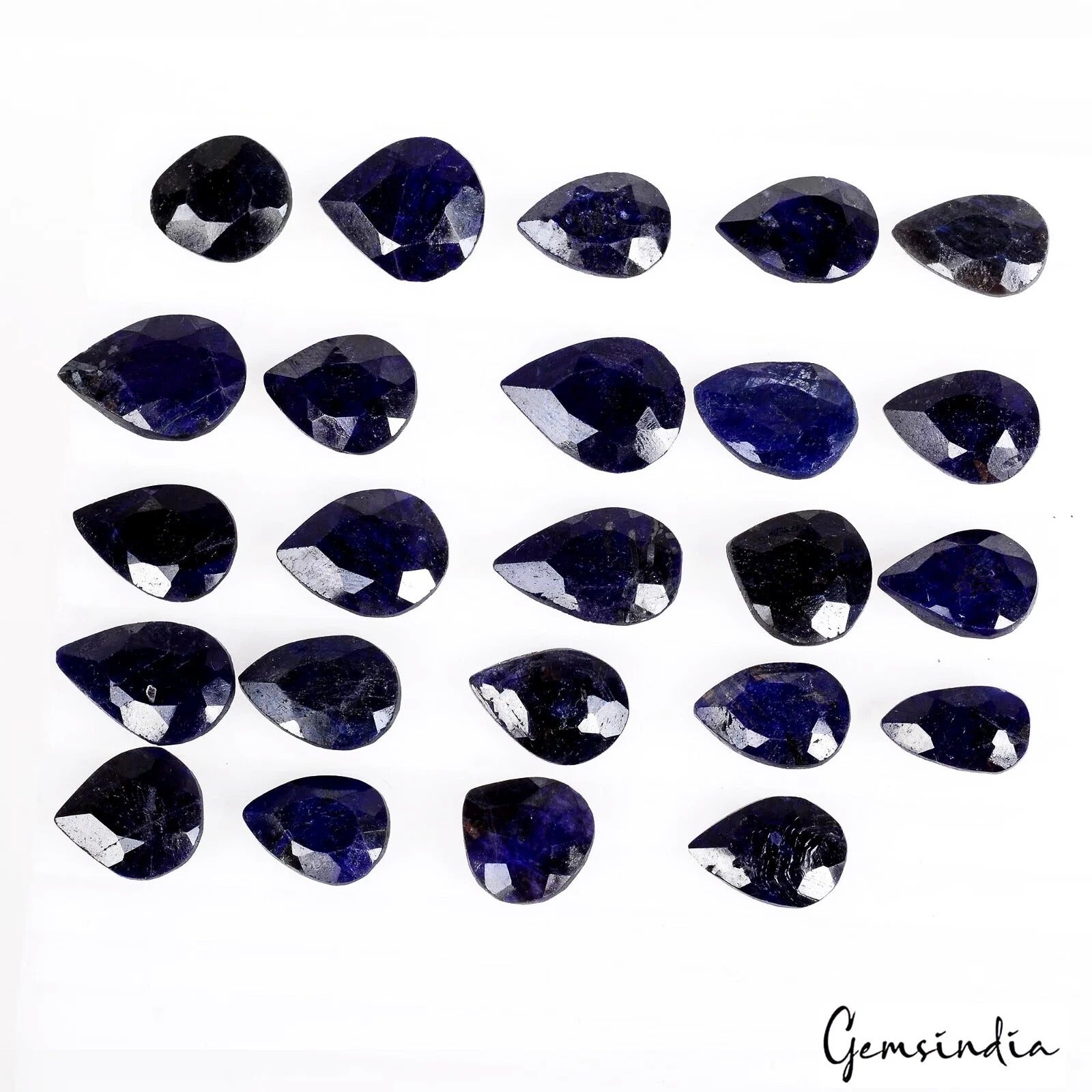 300 Ct Natural Blue Sapphire Pear Cut Loose 14-19mm Faceted Gemstones ~ 24 Pcs