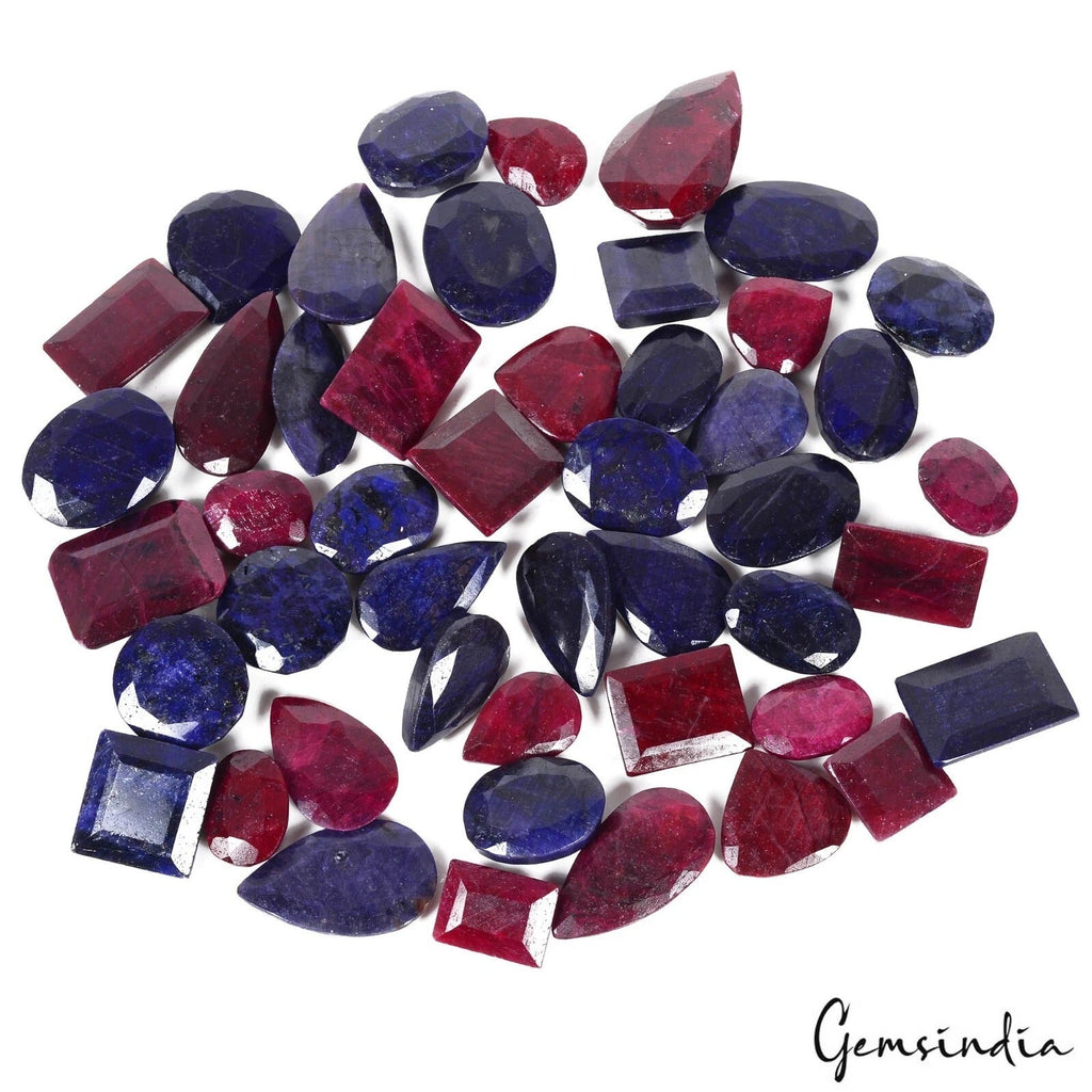 1560Ct/16-33mm Natural Ruby Sapphire Mix Cut Loose Madagascar Certified Gems Lot