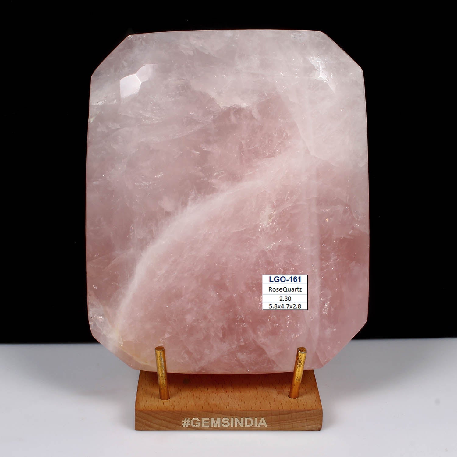2.3 Kilo Rose Quartz Huge Octagon Cut Untreated Polished Pink Gemstone w/ Stand