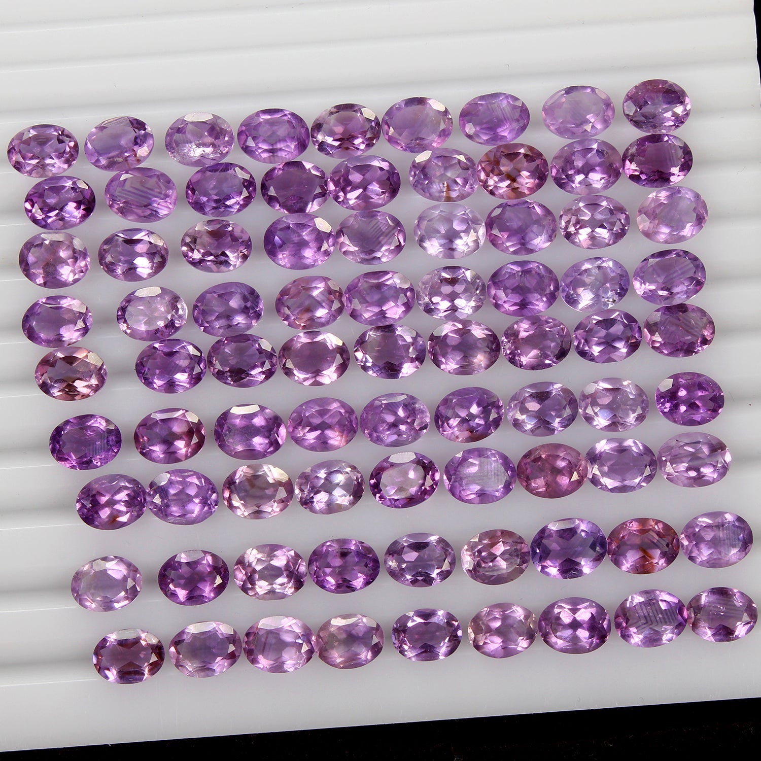 138.20 Ct/81 Pcs Natural Unheated Purple Amethyst Oval Calibrated 9x7mm Gems Lot