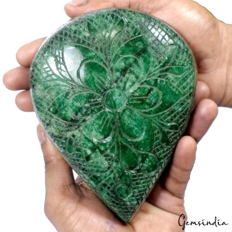 4000 Cts Natural Green Emerald Pear Shape Loose Hand Carved Brazilian Gemstone