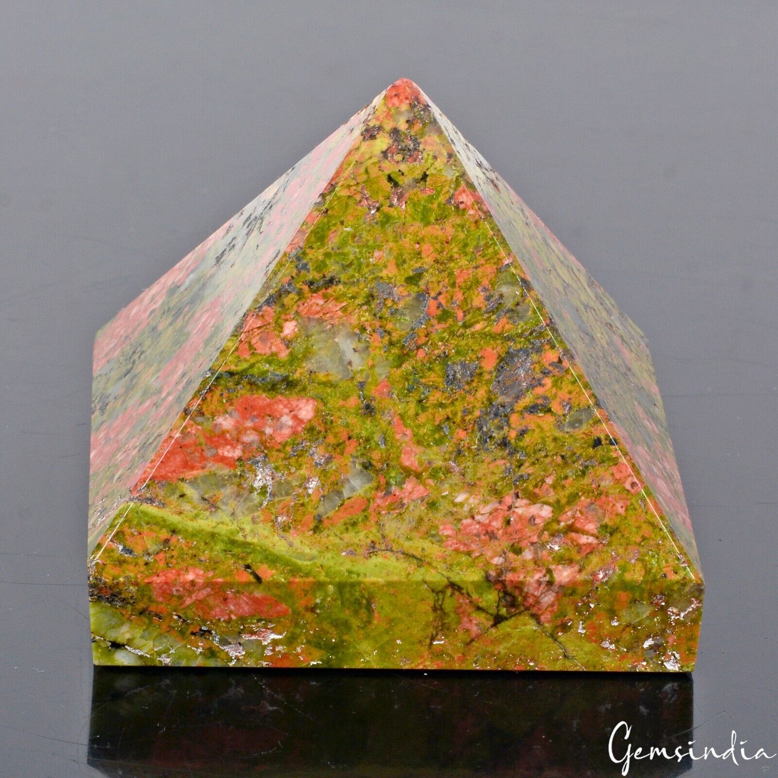 1.75" Unakite Jasper Crystal Healing Mineral /Reiki Healing Gemstone Pyramid