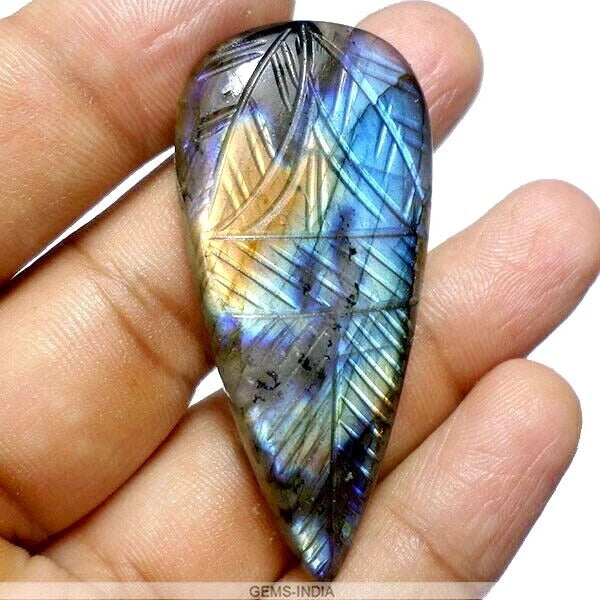 Labradorite Loose Gemstone, Golden — 55x25x6 mm, 72.60 Ct, India