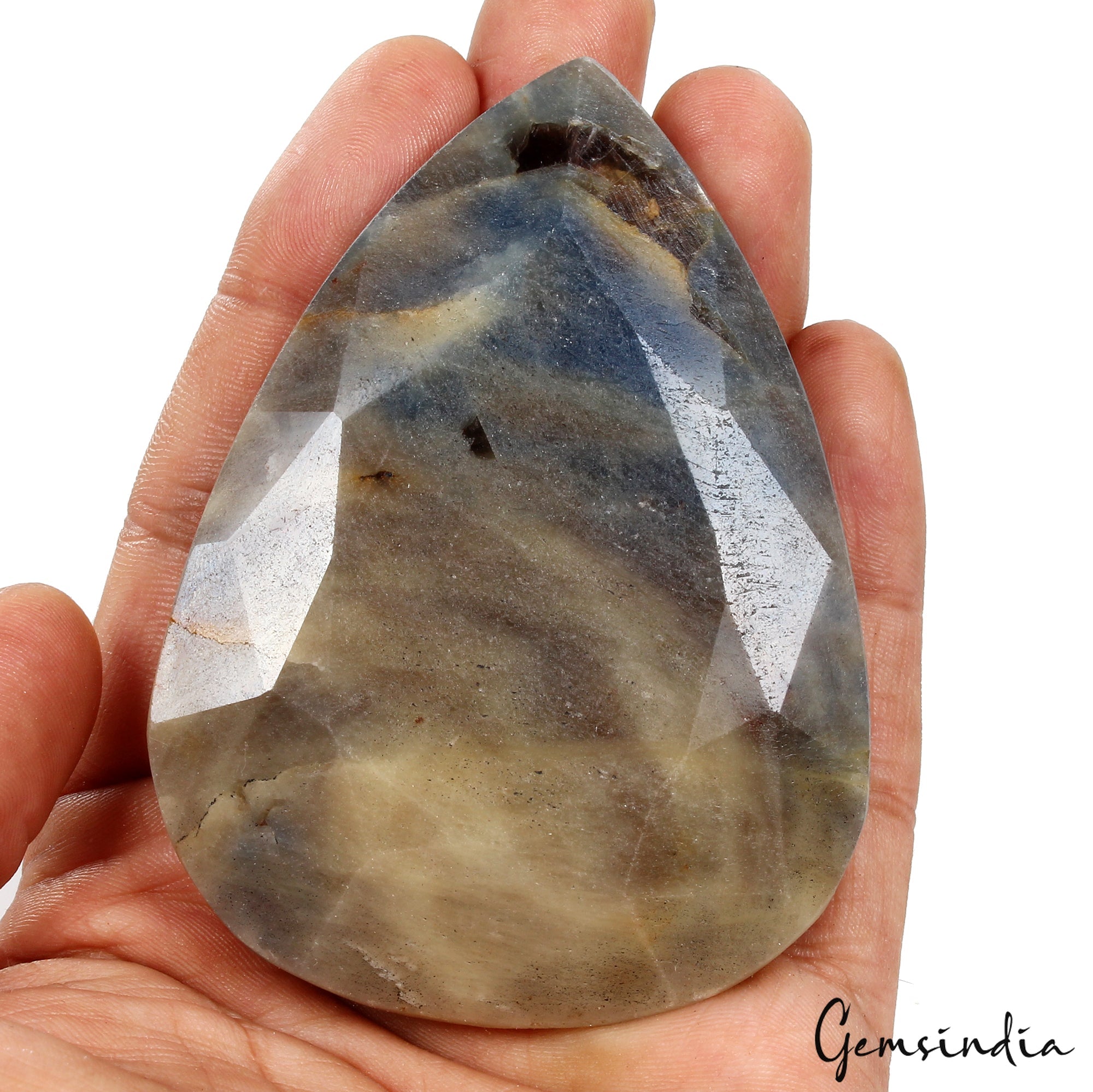 1020 Cts Natural Untreated Blue Gray Sapphire Pear Cut Huge Loose Gem w/ Stand