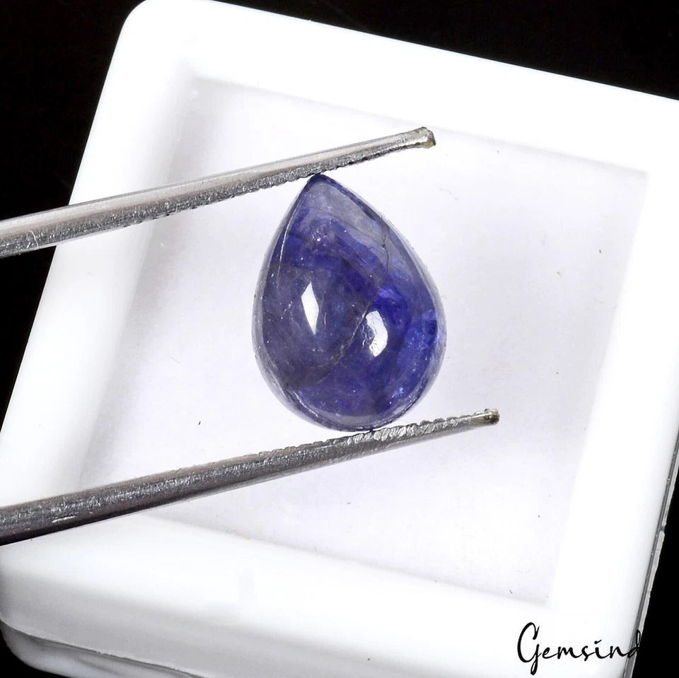 TOP RARE! Violet Blue Tanzanite Natural Pear Cab Loose Certified Gemstone ~5 Ct