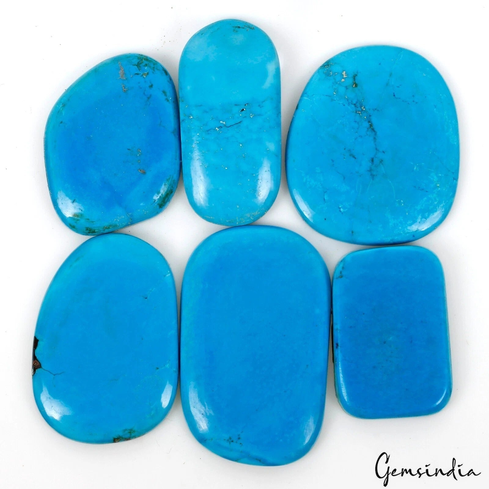 450 Ct/6 Pcs Natural Blue USA Arizona Turquoise Mix Cab Loose Wholesale Gems Lot