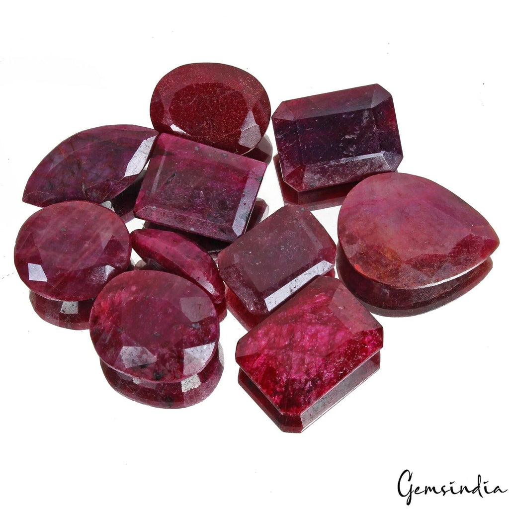 450 Ct/10 Pcs Natural African Red Ruby Mixed Cut Wholesale Loose Gem For Jewelry