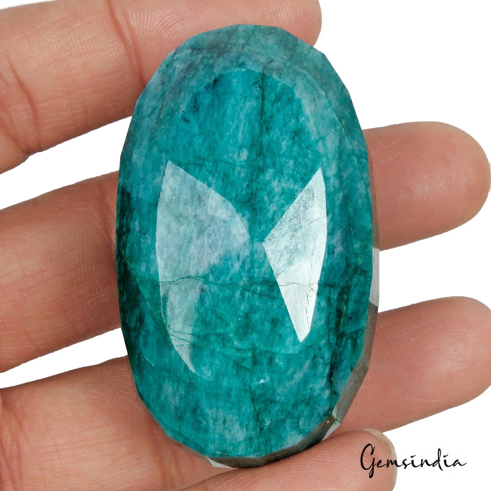 Emerald Loose Gemstone, Blue — 59 x 35 x 28mm, 480 Ct, Brazil