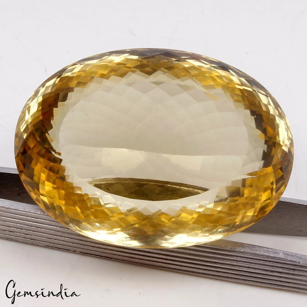 Certified 135.20 Cts Natural Brazilian Yellow Citrine Oval Faceted Precious Gem
