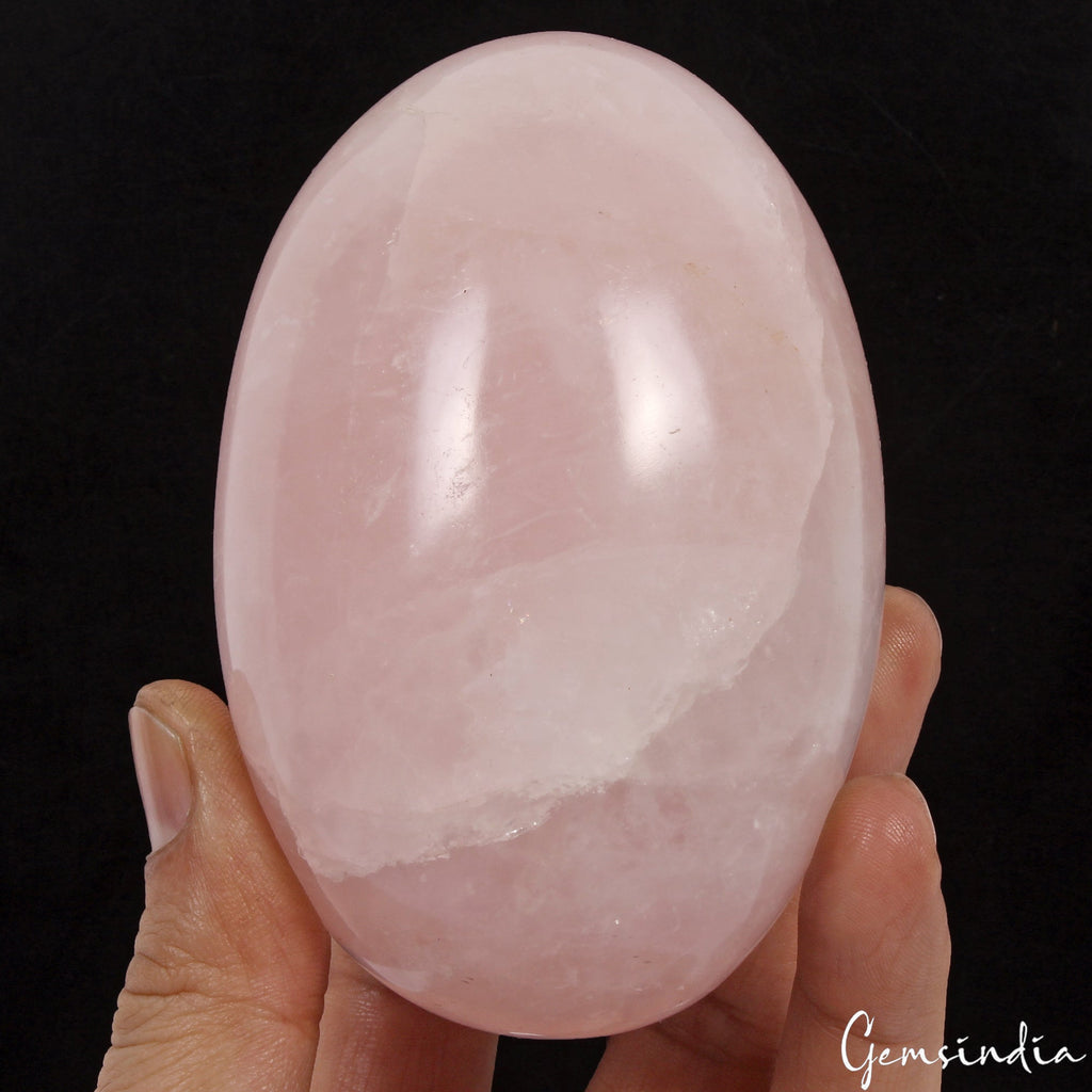 Natural Madagascar Large Rose Quartz Crystal Egg- Polished Pink Healing Stone~4"