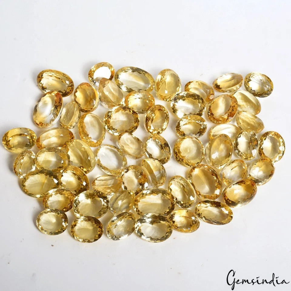 850 Cts/54 Pcs Natural Untreated Yellow Citrine Oval Cut Loose Gems For Jewelry