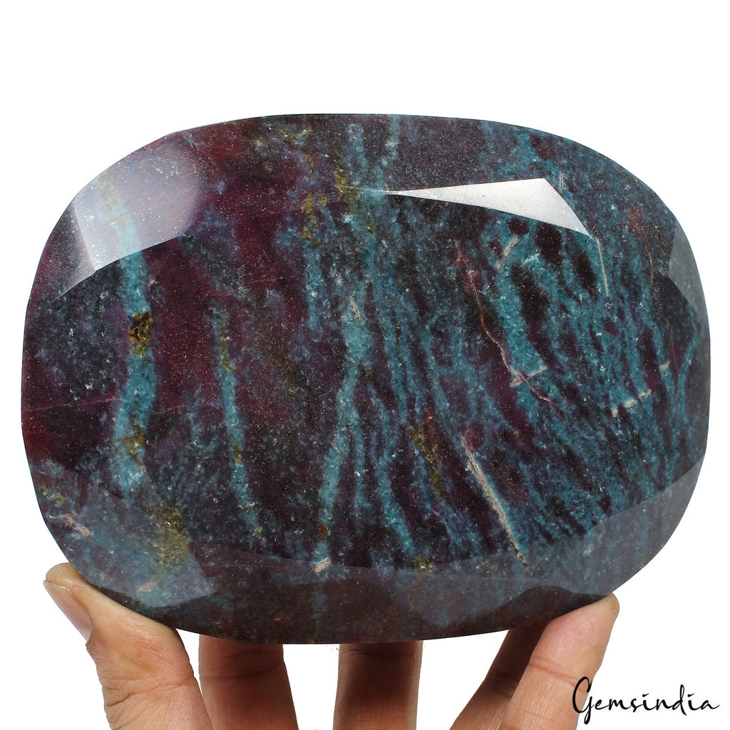 2.8Kilo 100% Natural Ruby Kyanite Oval Cut Untreated Large Size Gemstone W Stand