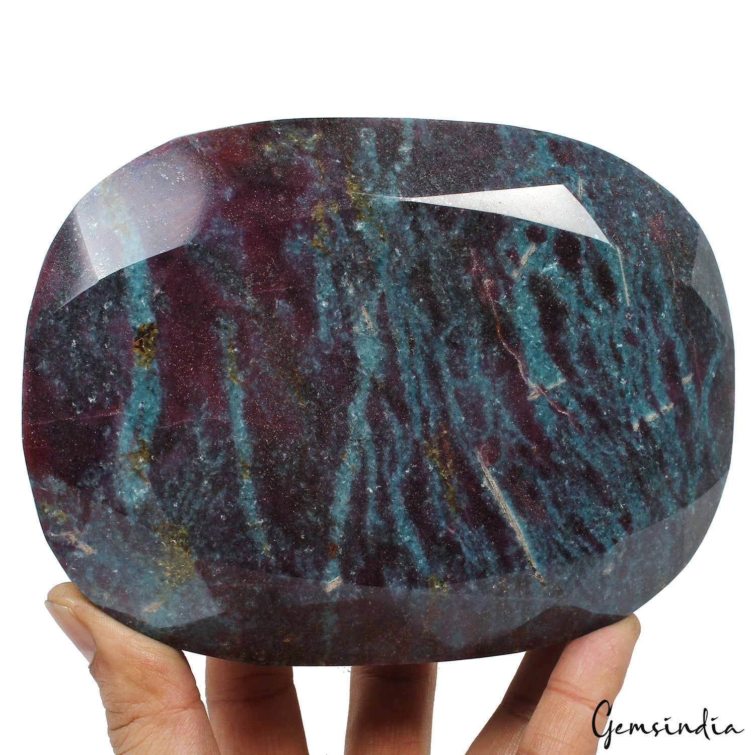 2.8Kilo 100% Natural Ruby Kyanite Oval Cut Untreated Large Size Gemstone W Stand