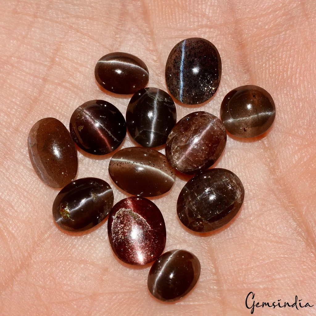 Natural Untreated Spectrolite Cats Eye Mix Cab Loose Gemstones 20.50 Ct/6mm-9mm