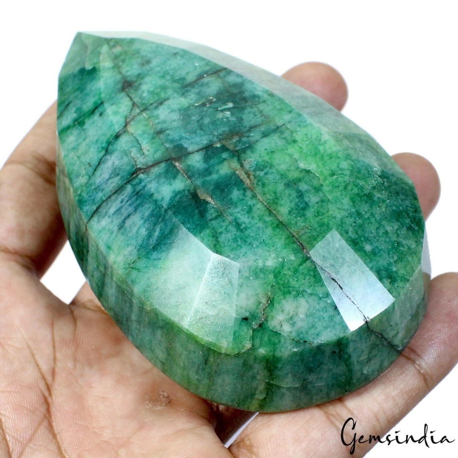 1680 Cts Natural Brazilian Green Emerald Pear Faceted Huge Loose Earth Mined Gem
