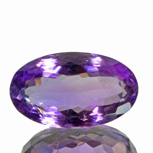 Amethyst Loose Gemstone, Oval Faceted, Untreated — 24x14x12 mm, 25.80 Ct, Brazil