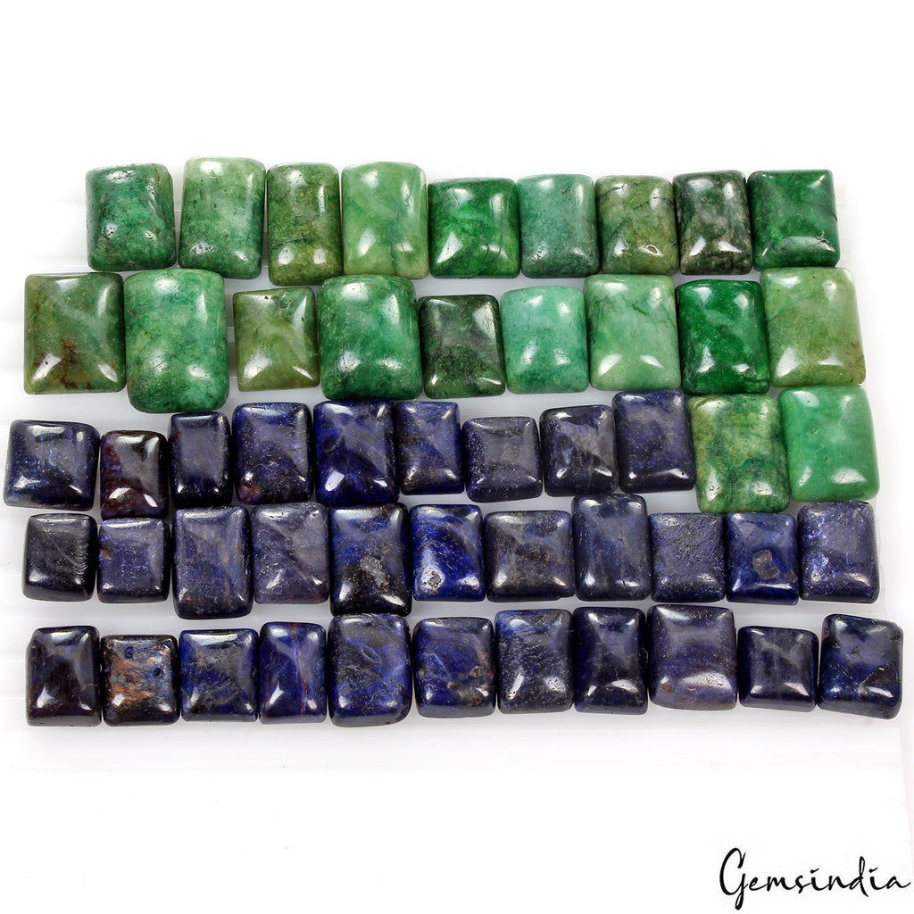 51 Pcs Natural Sapphire Emerald Mix Cabochon Loose 11-21mm Gemstones Lot~ 740 Ct