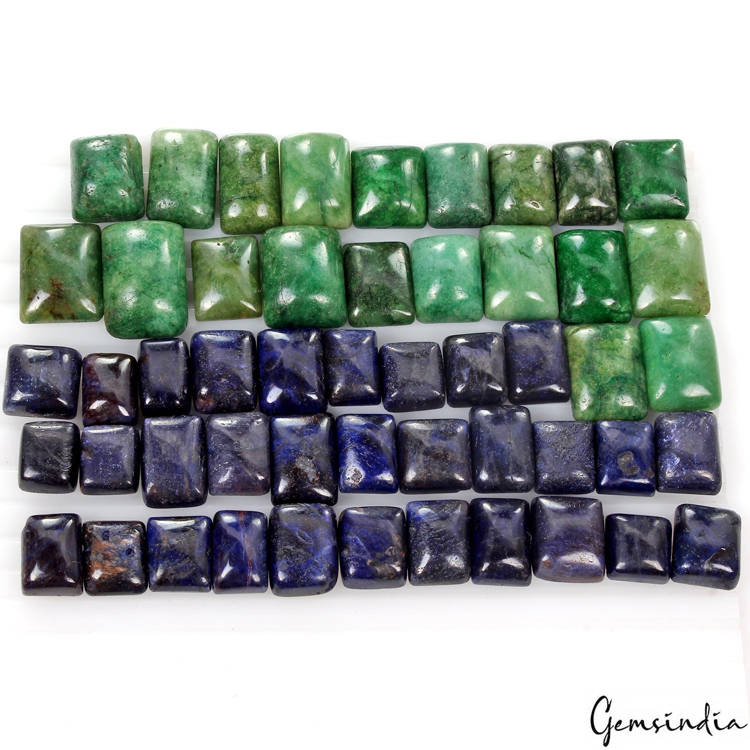 51 Pcs Natural Sapphire Emerald Mix Cabochon Loose 11-21mm Gemstones Lot~ 740 Ct