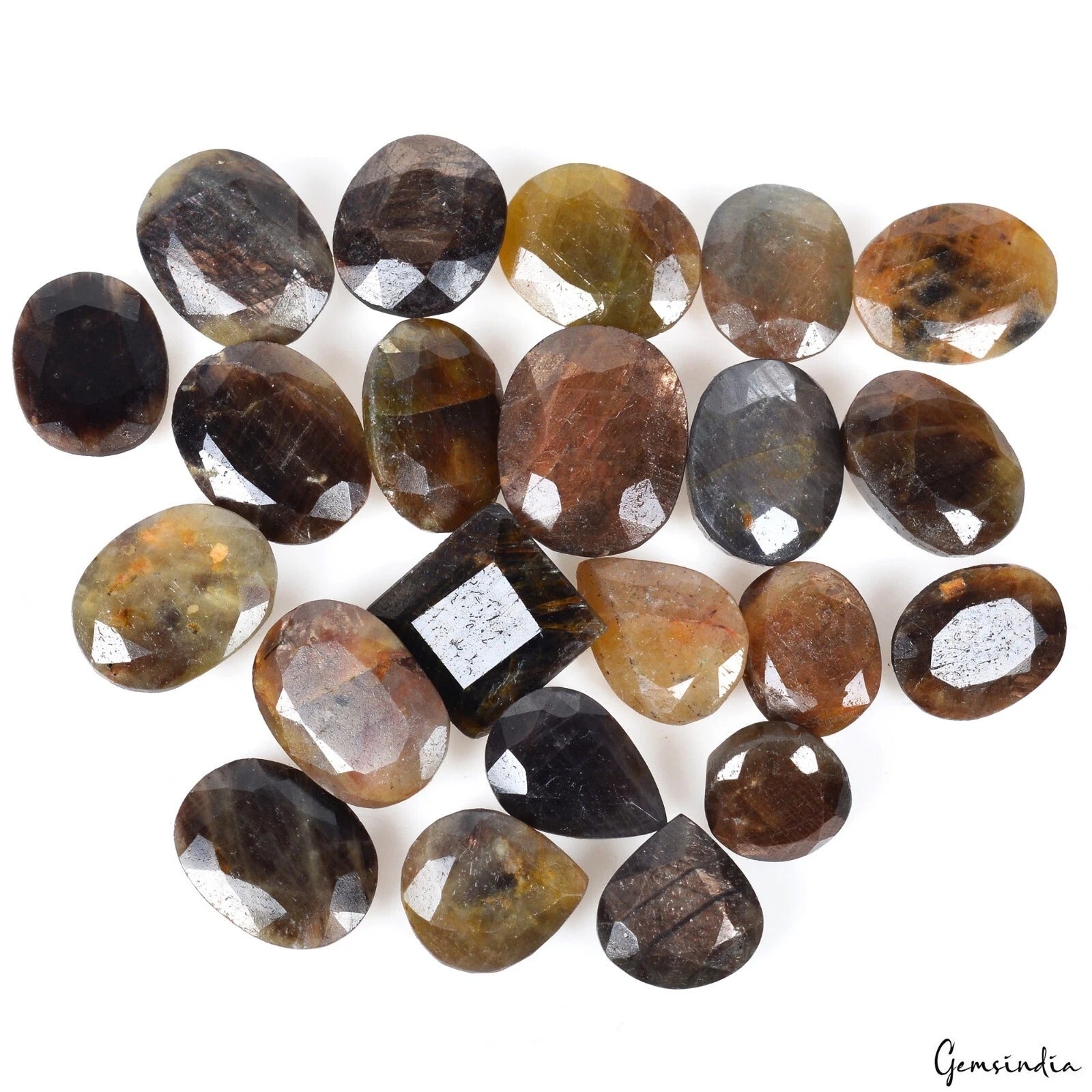 225.00 Ct Natural Untreated Brown Black Sapphire Mix Faceted Loose Gems Lot 22Pc