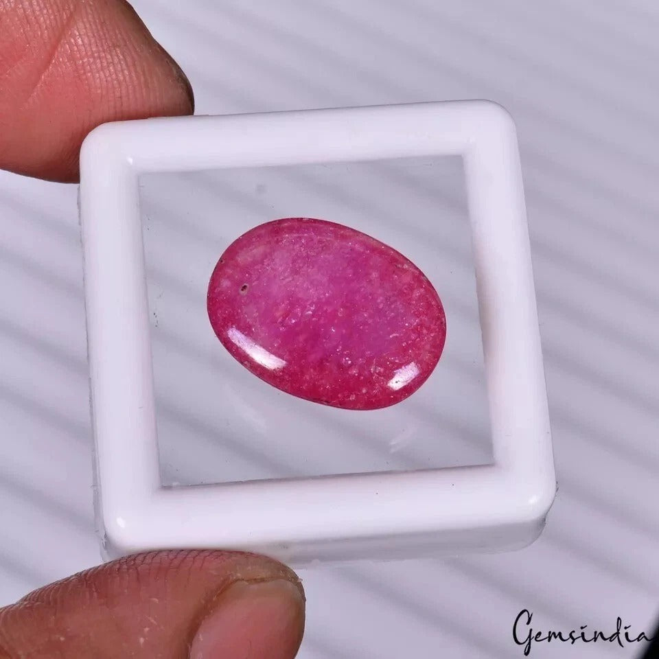 Ruby Cabochon, Heated, Pink Red — 15x11x6 mm, 13.90 Ct, Mozambique