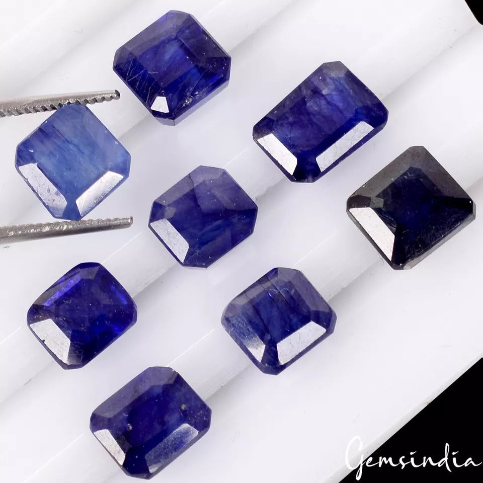 Certified 21.30 Ct/8 Pcs Natural Blue Ceylon Sapphire Octagon Cut Gems For Rings