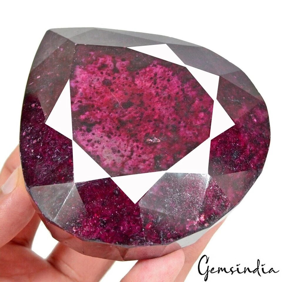Certified 2420 Cts Natural Dark Red Ruby Pear Faceted Huge Loose Museum Size Gem