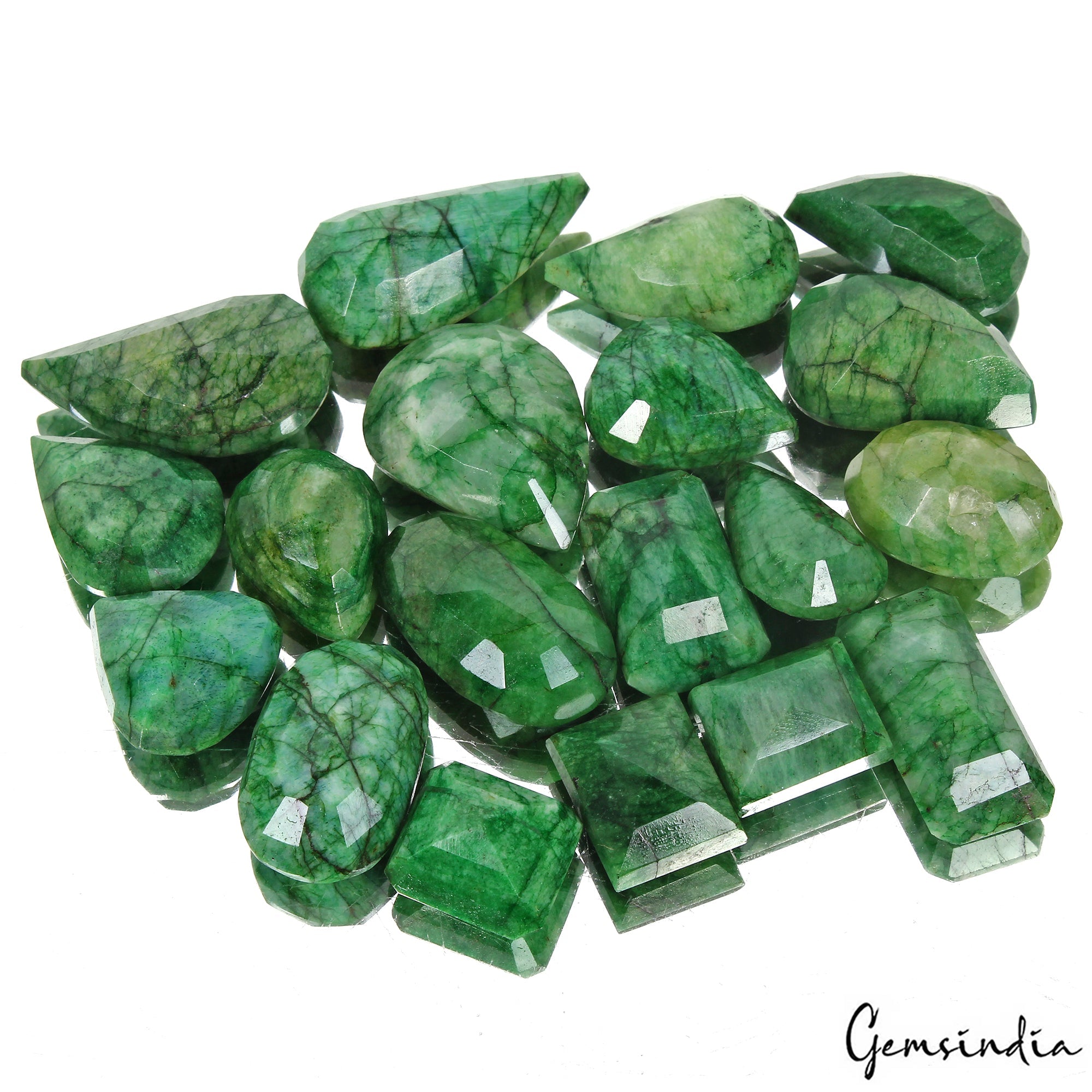 920 Cts/19 Pcs Natural Green Emerald Mix Cut Loose Wholesale 20mm-41mm Gems Lot