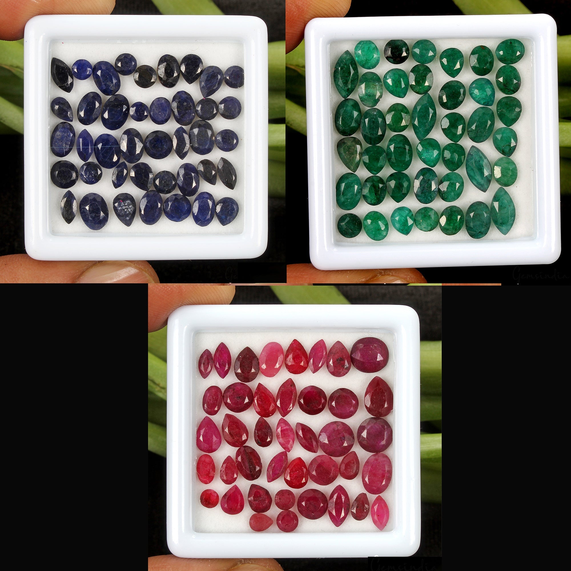 Natural Ruby Emerald Sapphire Loose Mix Cut Setting Size Gemstones 3 Lots~120 Pc