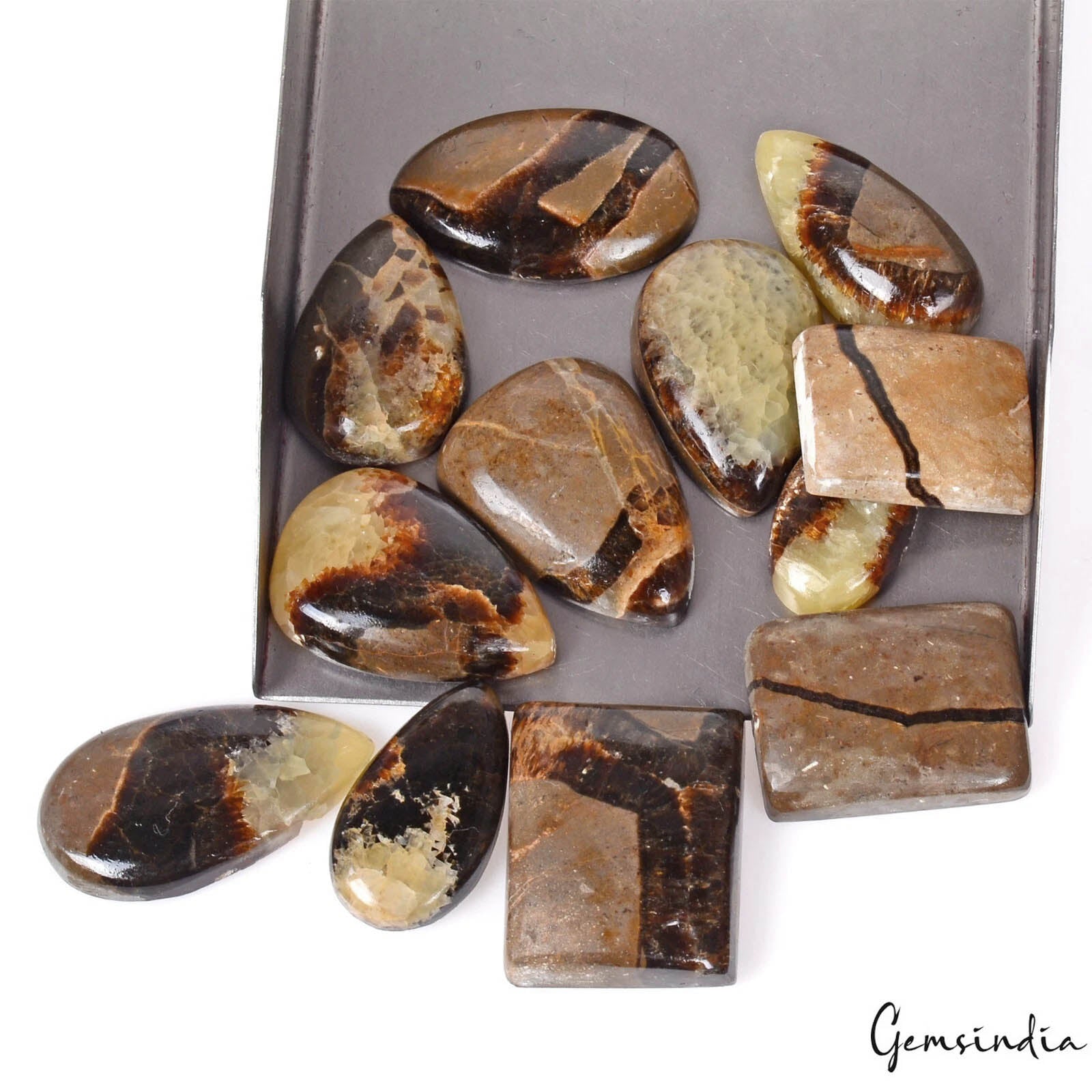 300 Cts/12 Pcs Natural Untreated Bi-color Septarian Mix Cab Loose Wholesale Gems