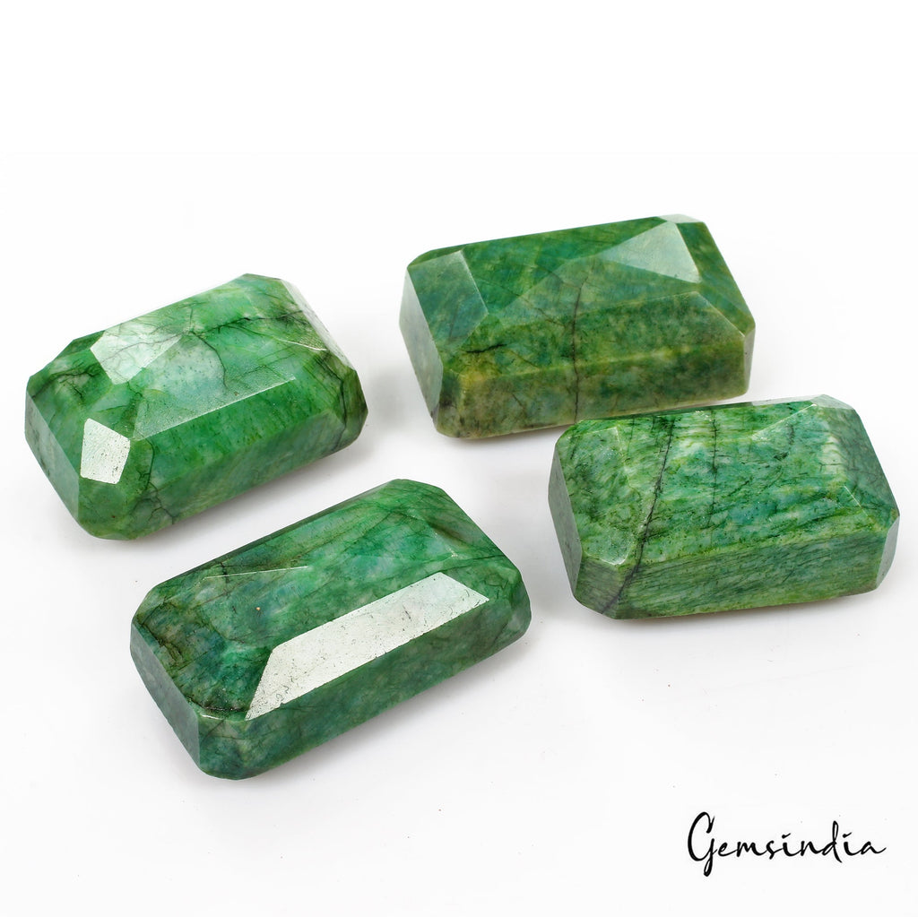 1200 Cts/4 Pcs Natural Brazilian Green Emerald Octagon Cut Wholesale Gems Lot