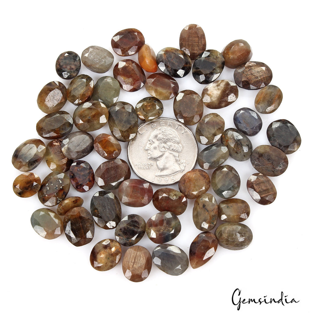 53 Pc Natural Brown Sapphire Untreated 9-14mm Oval Faceted Loose Gemstones 310Ct