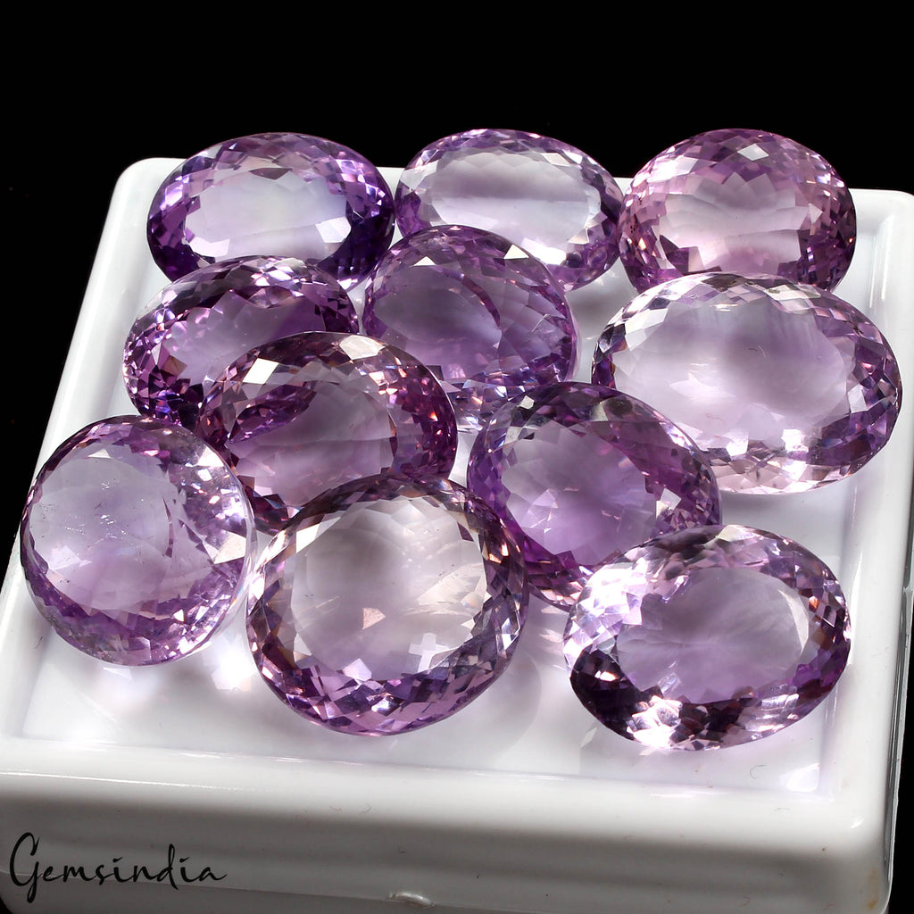 11 Pcs Natural Rich Purple Amethyst 13mm-14mm Oval Cut Huge Loose Gemstones Lot