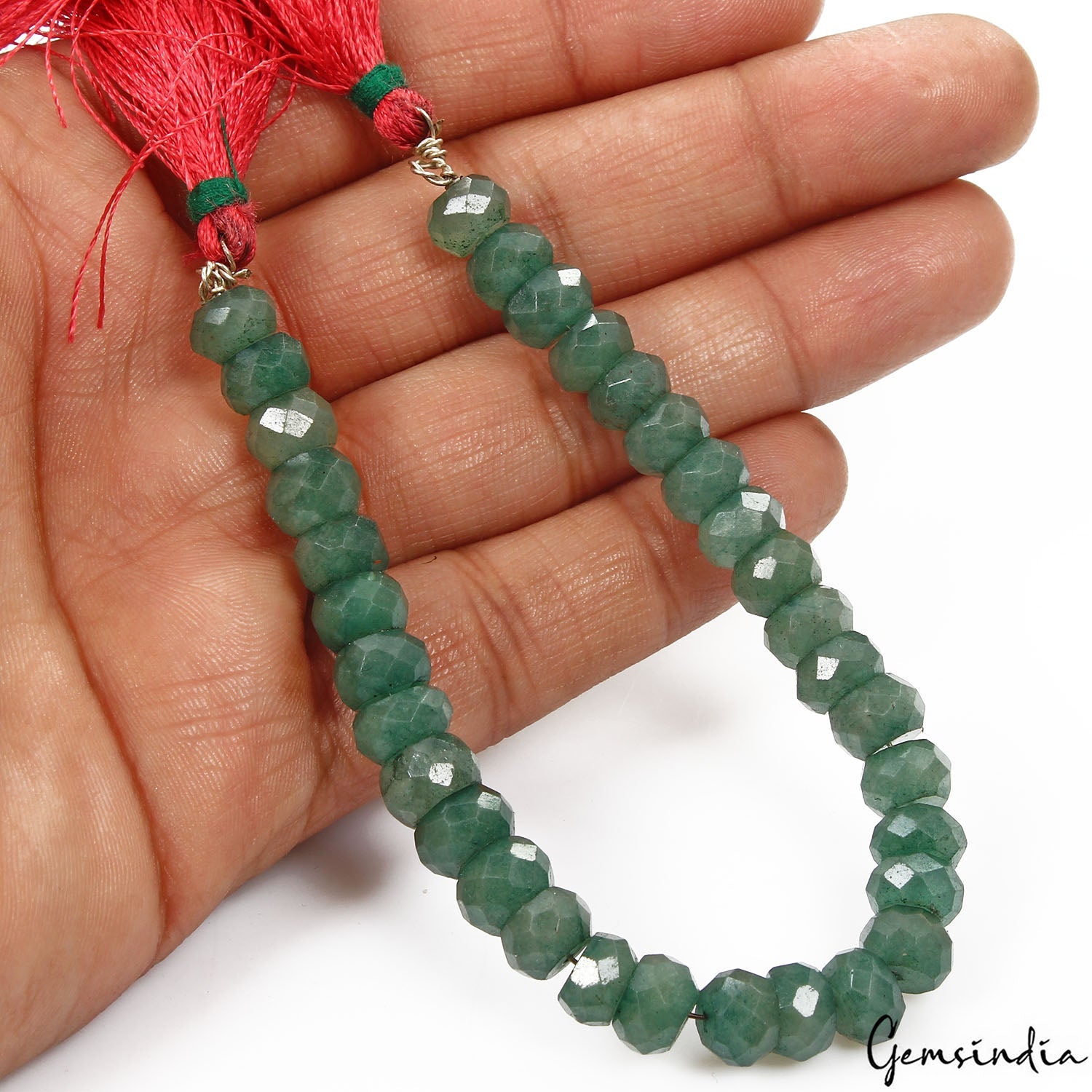 110 Cts/33 Pcs Natural Green Quartz Round Cut Drill Loose Beads Gems Strand 7"