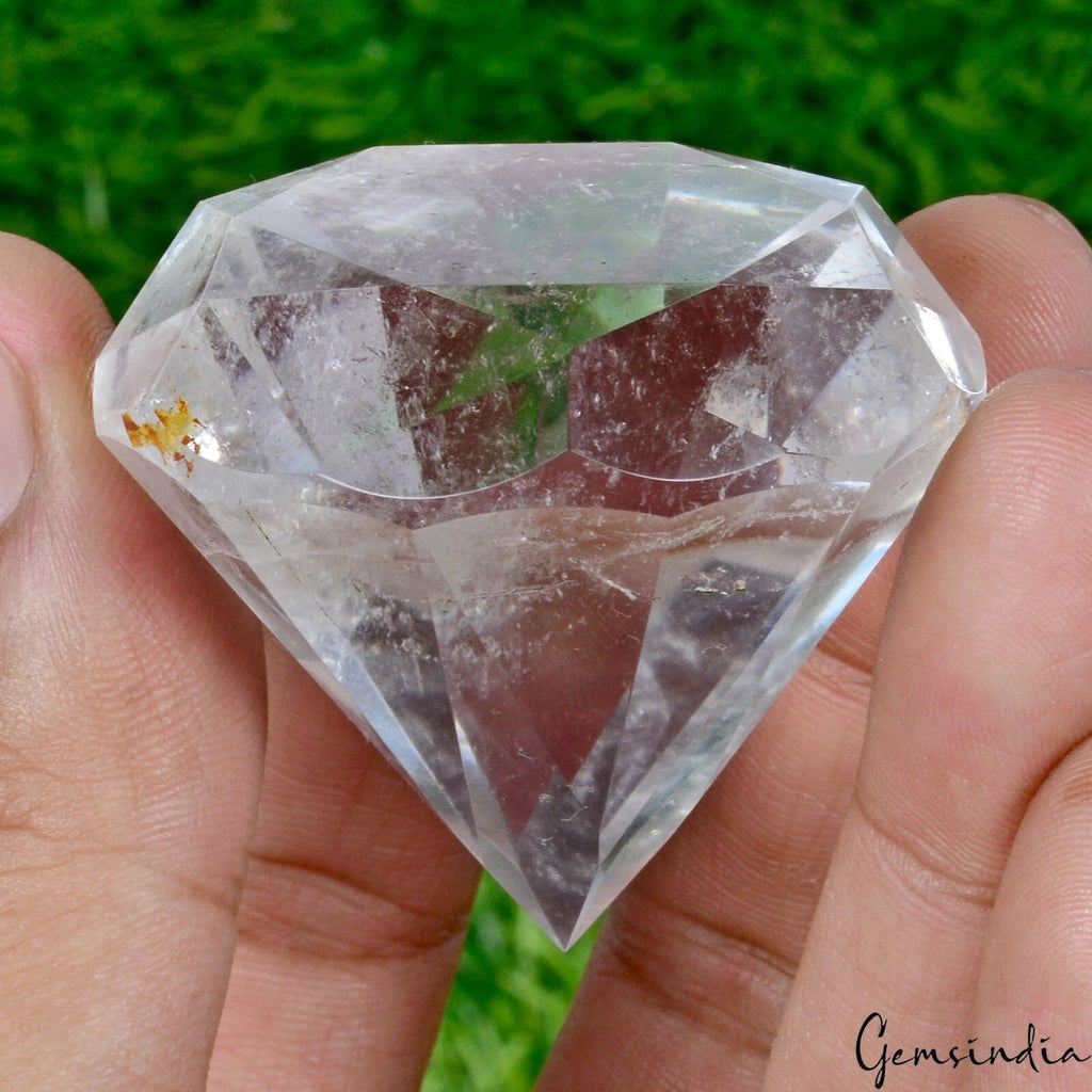 Certified 400 Ct Natural Diamond Cut White Quartz Crystal Mineral Loose Huge Gem