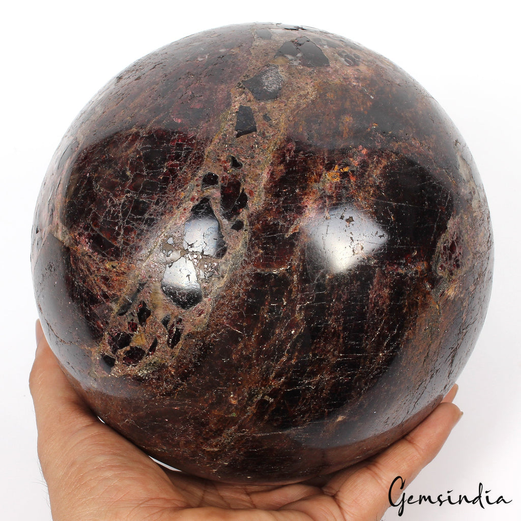 Large 6.9in Red Almandine Garnet Stone Healing Meditation Charged Power Sphere
