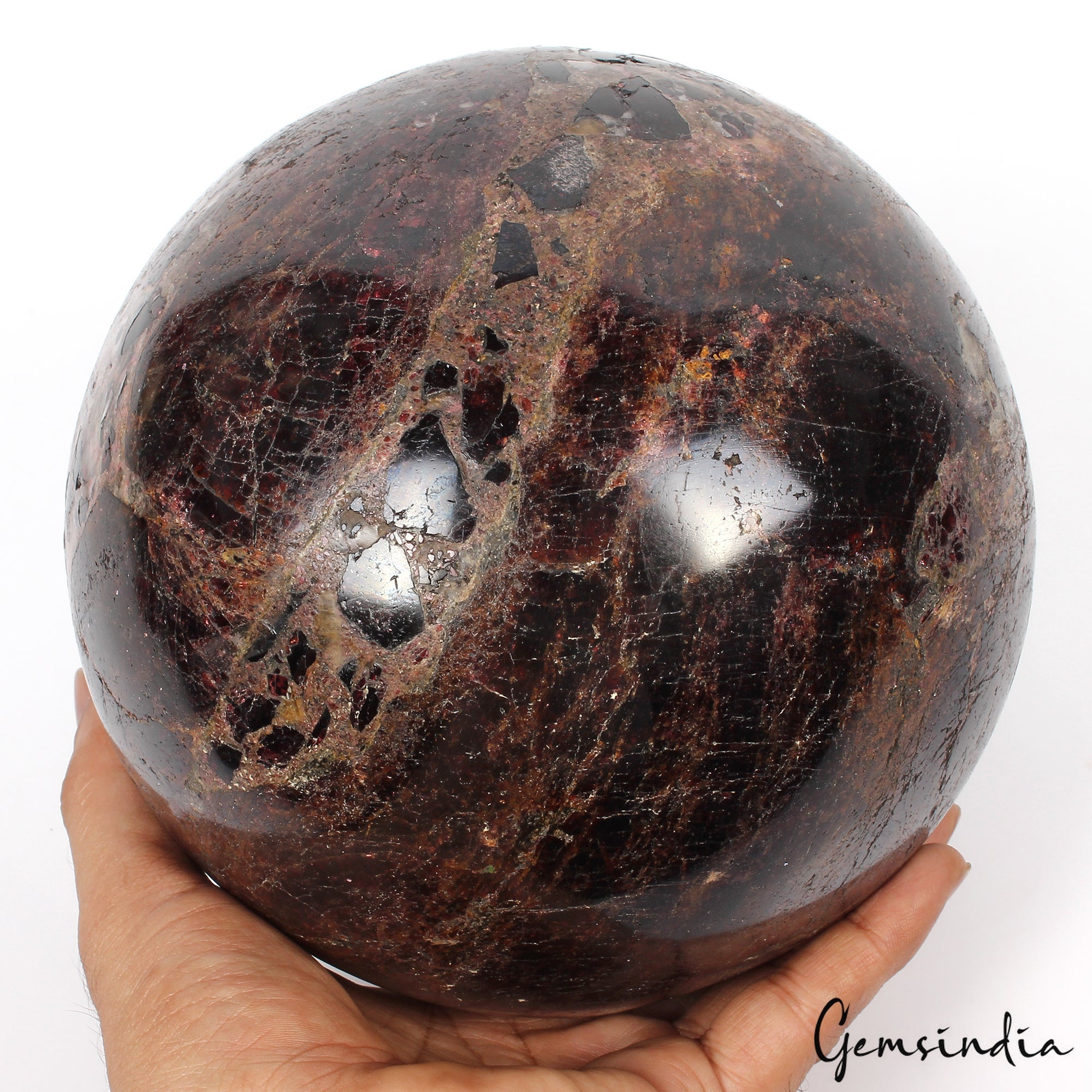 Large 6.9in Red Almandine Garnet Stone Healing Meditation Charged Power Sphere