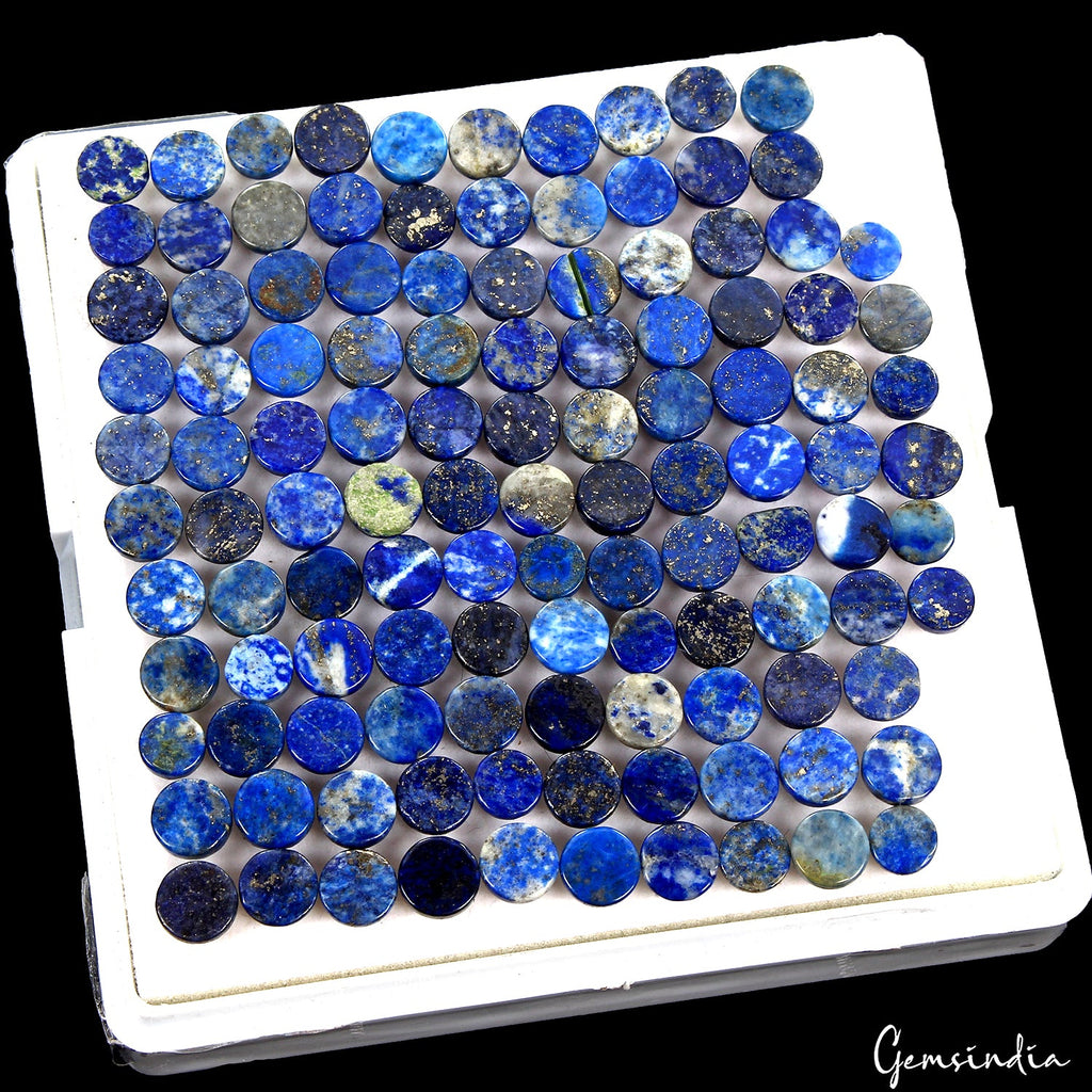 194.70 Ct Natural Blue Lapis Lazuli Round Cab Loose Wholesale Gems Lot 116 Pcs