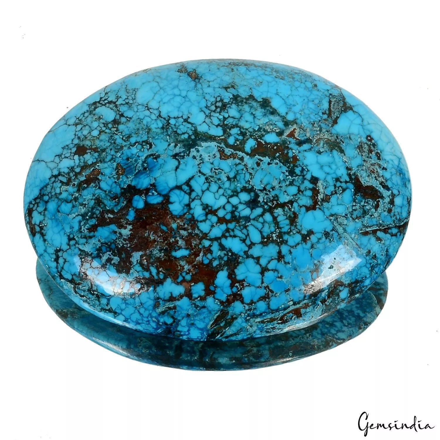 158.20 Ct Natural Blue Spiderweb Turquoise 58mm*42mm Oval Cabochon Gemstone