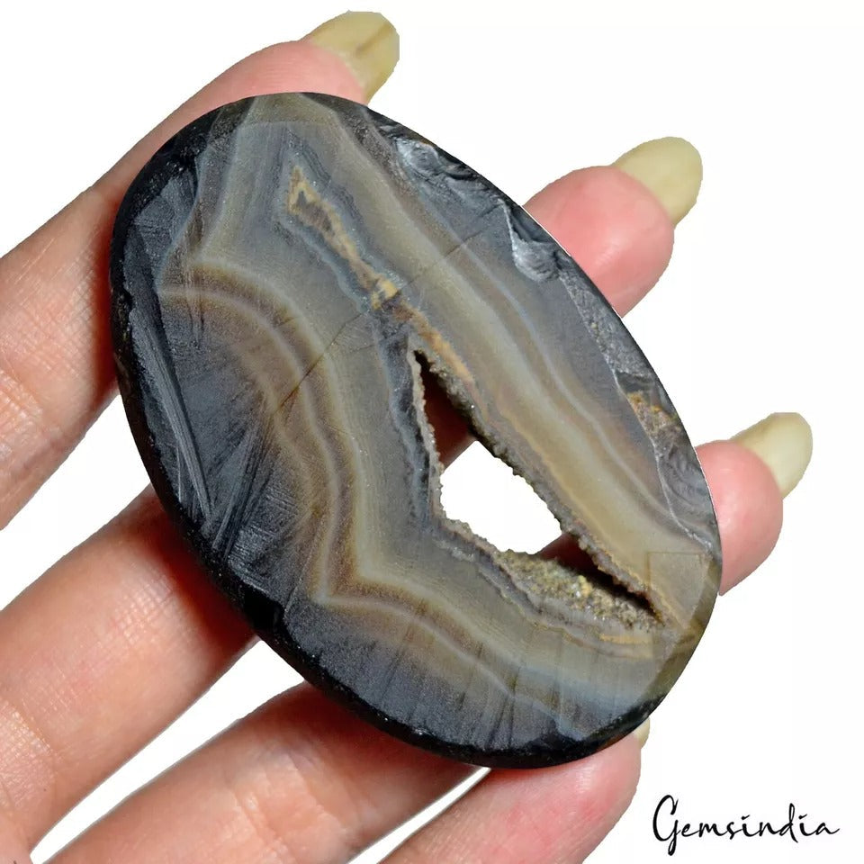 Natural Untreated Druzy Designer Onyx Oval Cab 186.40 Ct Gems For Making Pendant