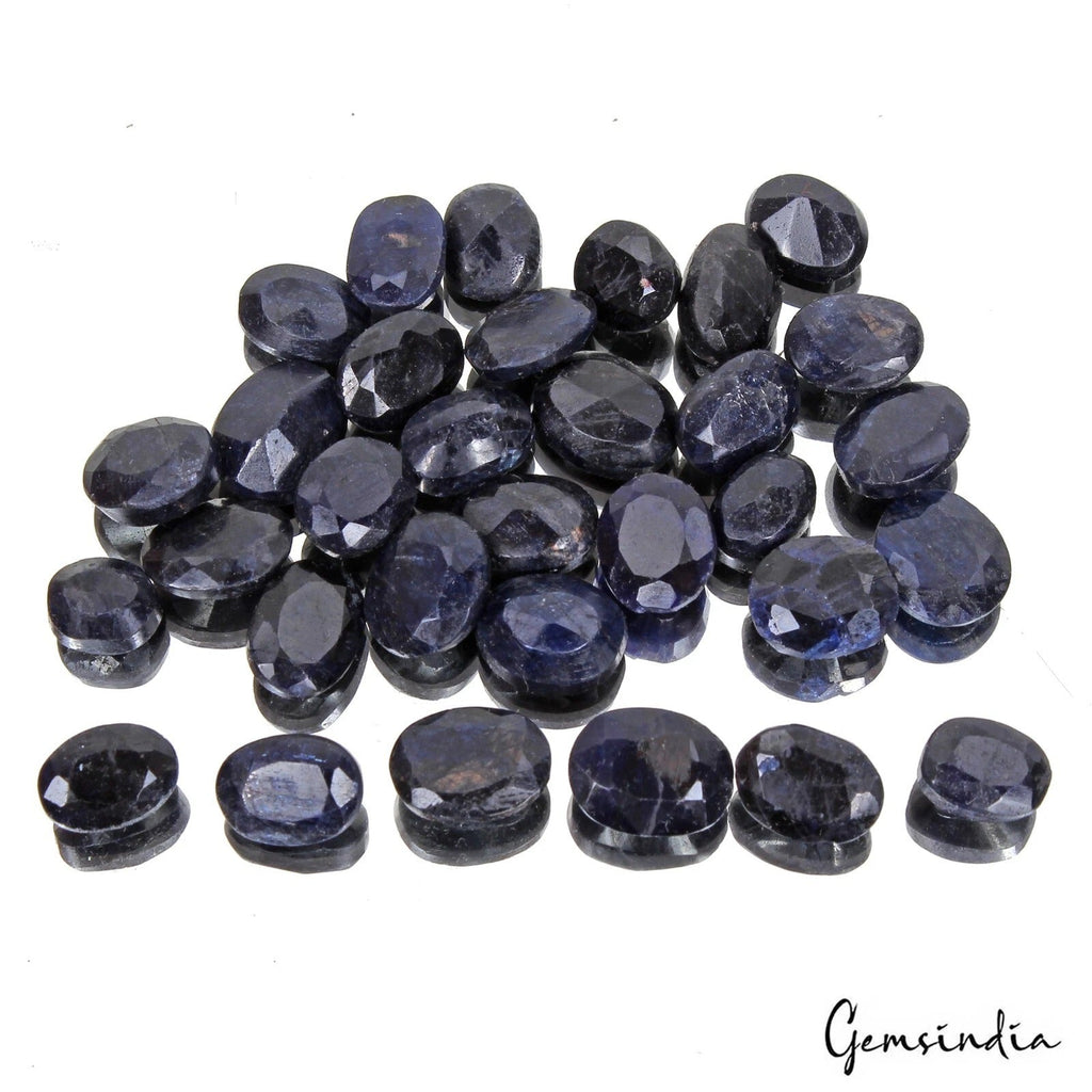 Natural Blue Sapphire Oval Faceted Loose Wholesale Gemstone Lot 32 Pcs/240.00 Ct