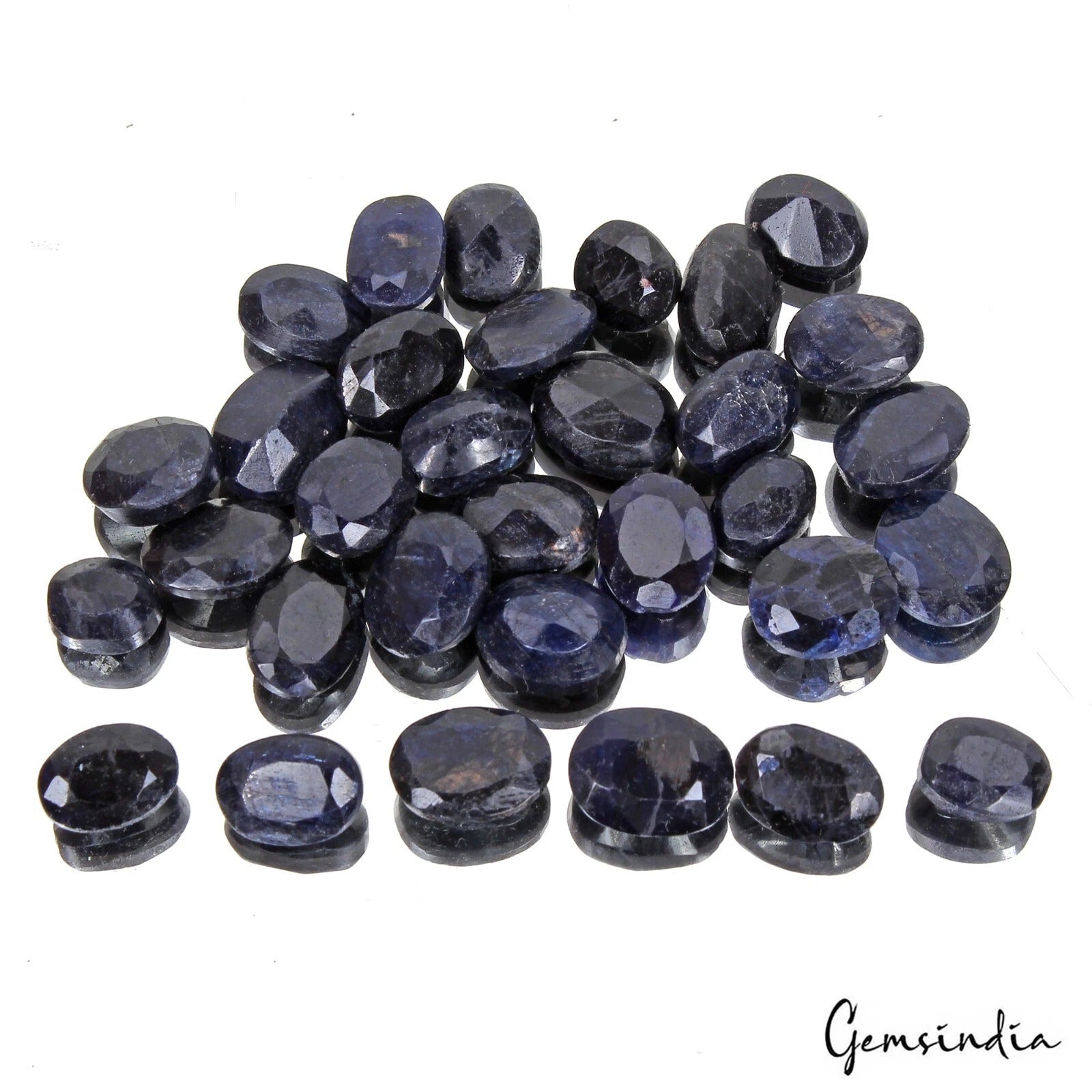 Natural Blue Sapphire Oval Faceted Loose Wholesale Gemstone Lot 32 Pcs/240.00 Ct