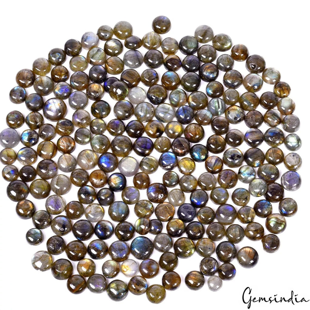 800 Ct/191 Pcs Natural Untreated Multi Shine Labradorite Round Cab Loose Gem Lot