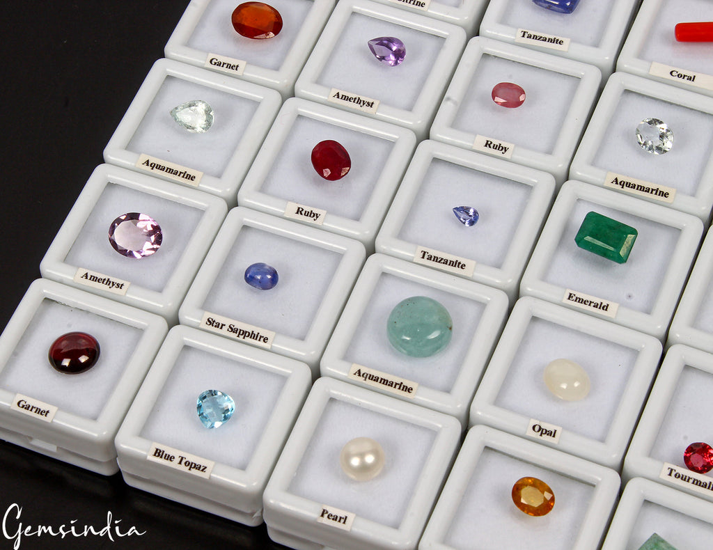 25Pcs Estate Genuine Precious Loose Mix Cut Multi Gemstones Collection w/ Boxes