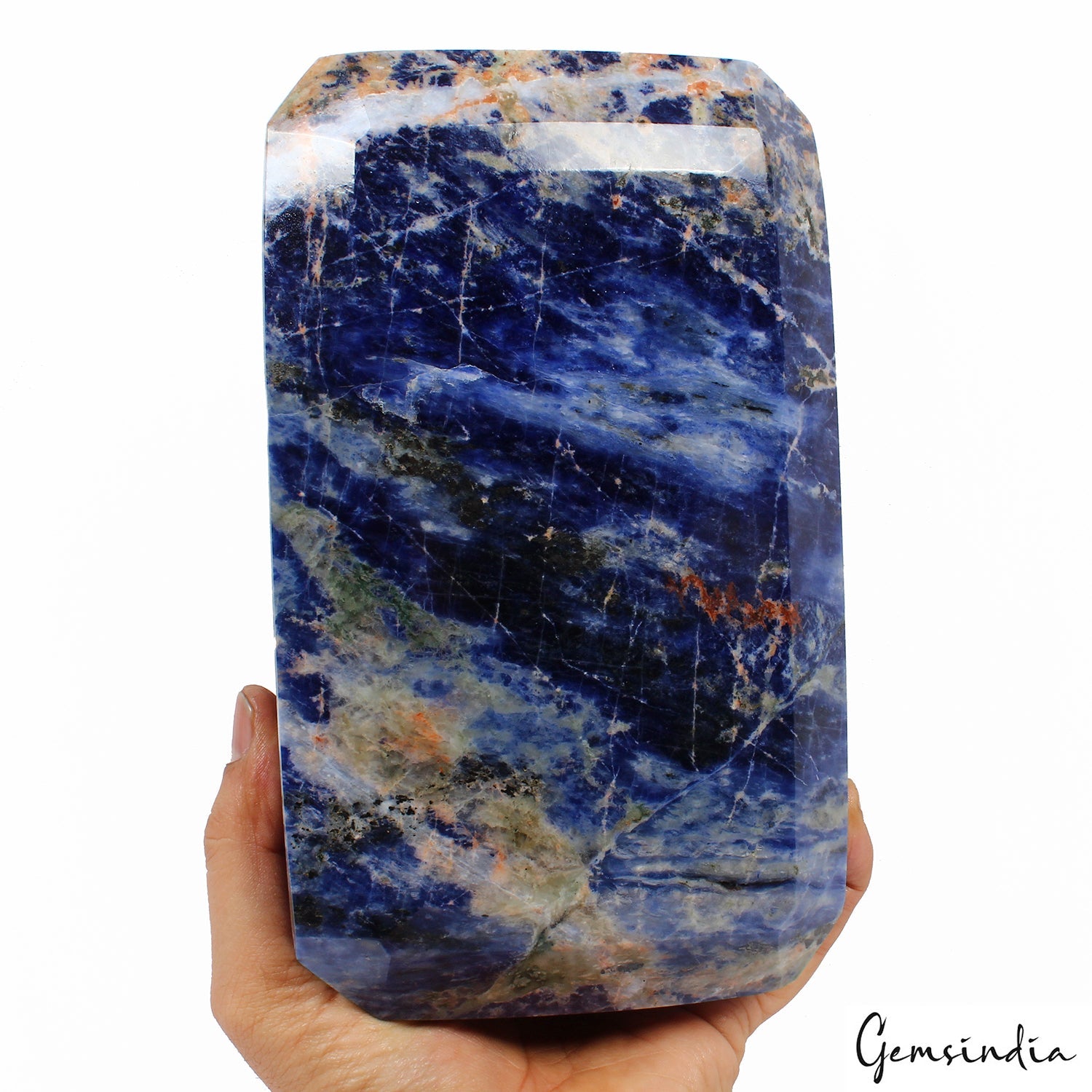 Massive 4 kg Natural Blue Sodalite Rare Octagon Cut Untreated Museum Size Stone