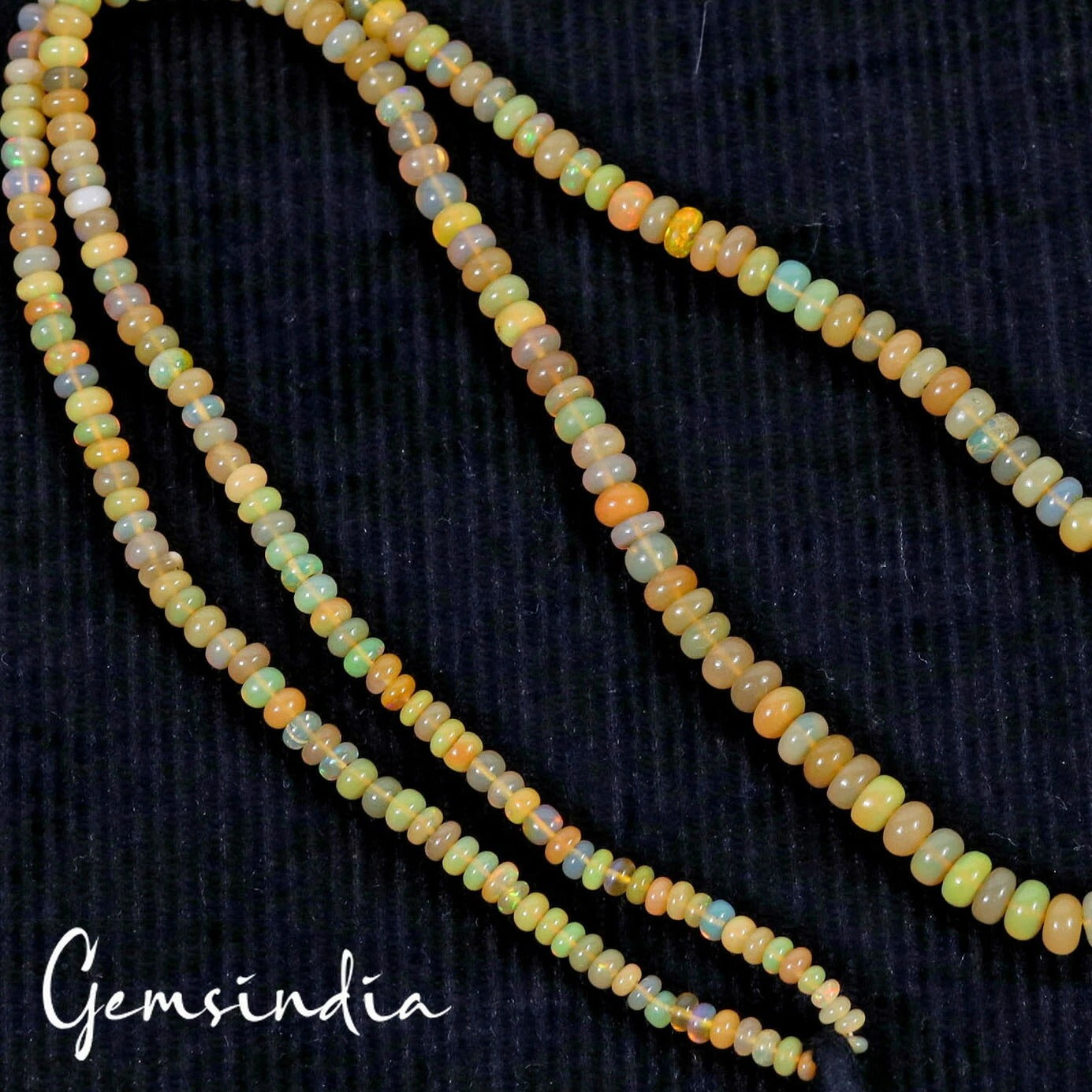 48.70Ct Natural Untreated Ethiopian Multi Shine Opal Round DrIll Bead Strand 20"