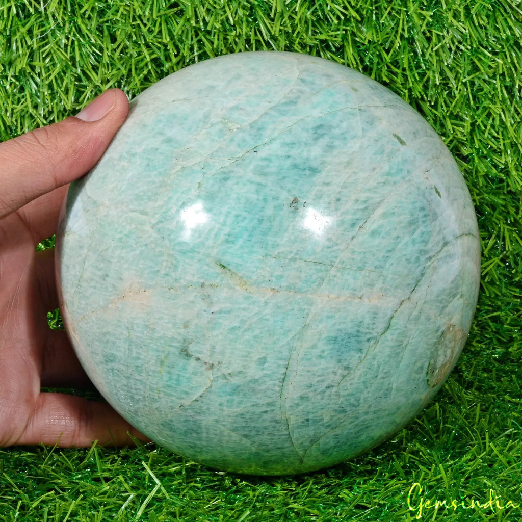 Amazonite Sphere, Untreated — 5.7" in diameter, 4 Kg (20000 Ct), Madagascar