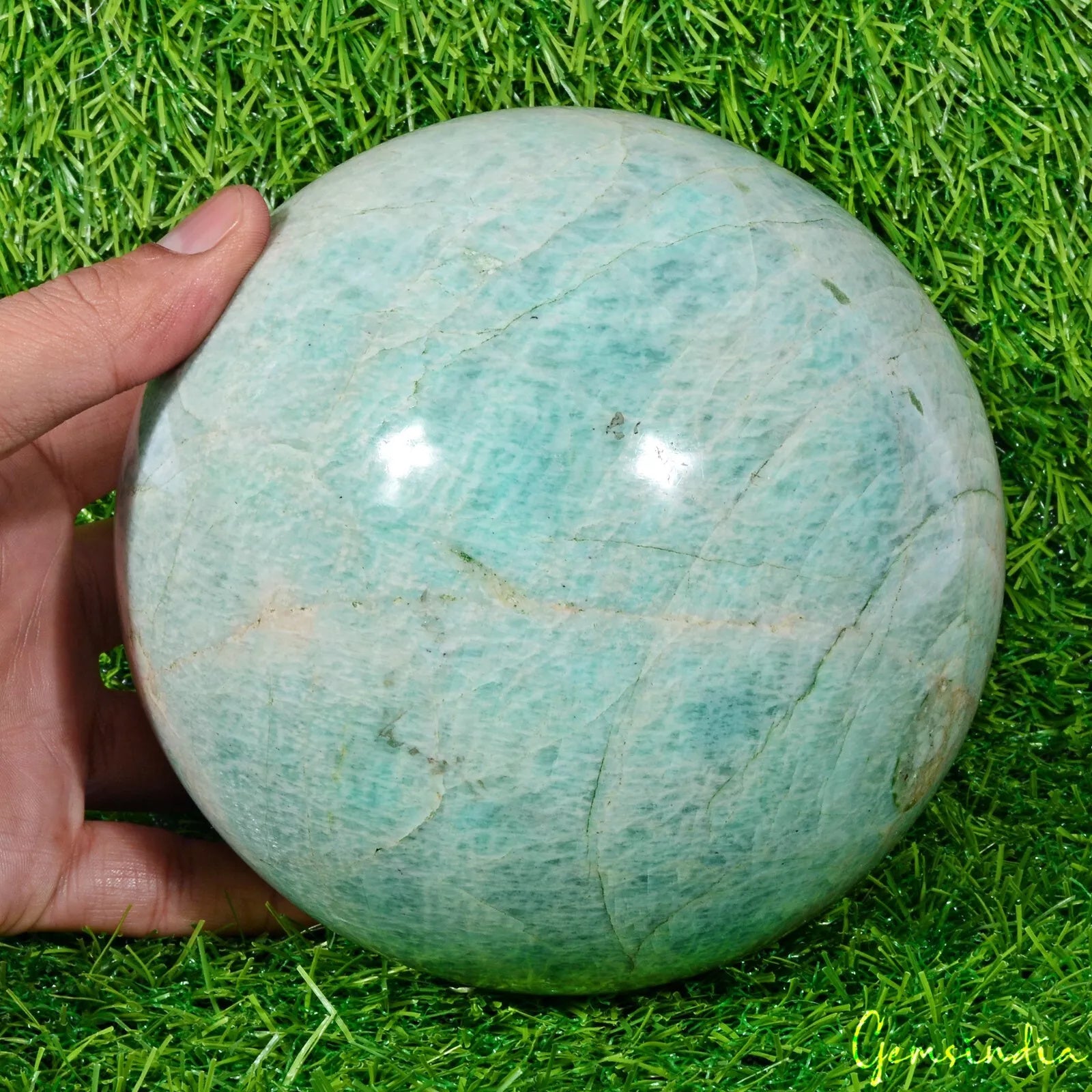 Amazonite Sphere, Untreated — 5.7" in diameter, 4 Kg (20000 Ct), Madagascar