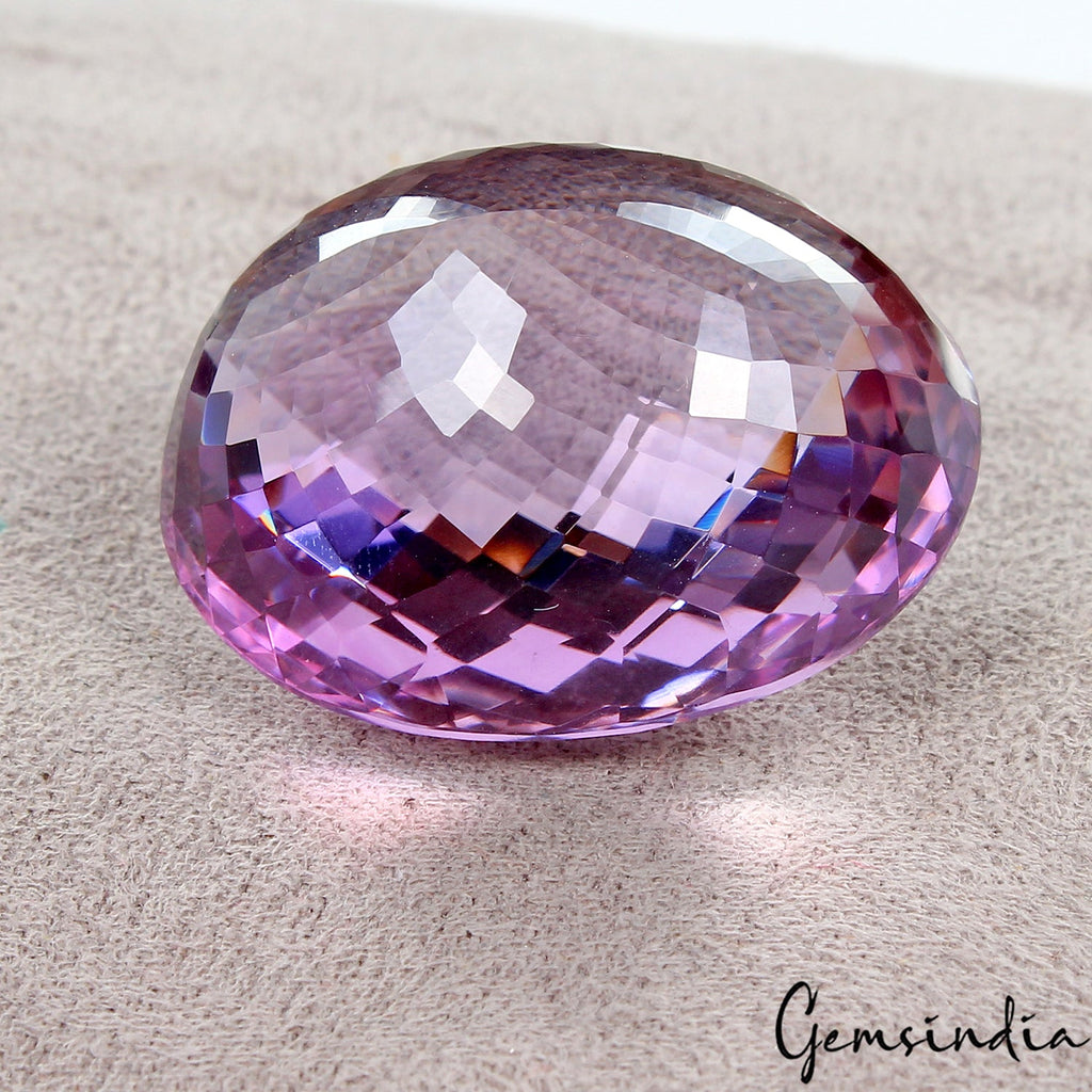 Huge 72.10 Cts. Natural Rich Purple Amethyst Oval Checker Cut Eye Clean Gemstone